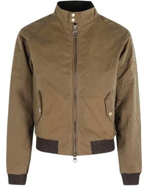 Barbour Steve Mcqueen Merchant Wax Bomber Jacket - Green