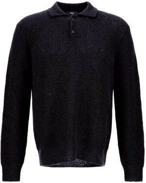 Herno Ribbed Polo-Neck Jumper - Blue