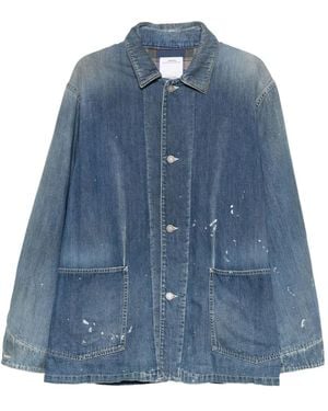 Visvim Patch-Pocket Denim Overcoat - Blue