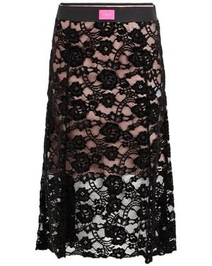 John Richmond Lace-Overlay Logo-Patch Midi Skirt - Black