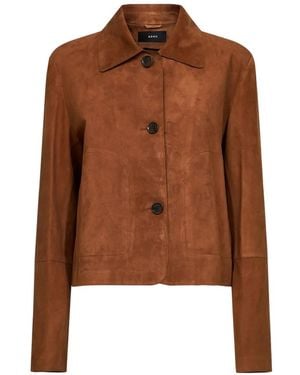 Arma Veste En Cuir Boutonnée À Col - Brown