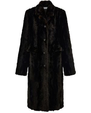 Ferragamo Mink-Effect Single-Breasted Coat - Black