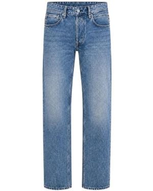 Replay Faded-Effect Logo-Patch Jeans - Blue