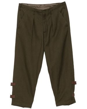 Yohji Yamamoto Serge Hem Belted Trousers - Green
