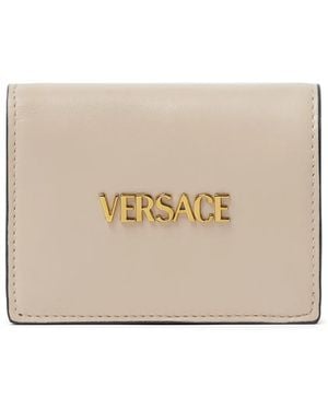 Versace Logo Leather Wallet - Natural