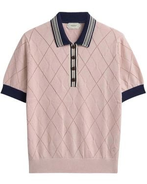 Pringle of Scotland Textured Argyle-Pattern Polo Top - Pink