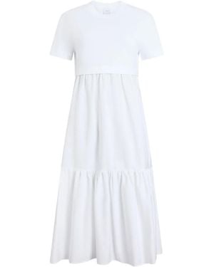 Patou Short-Sleeves Midi Dress - White
