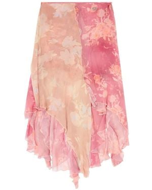 DIESEL Asymmetric Floral Midi Skirt - Pink
