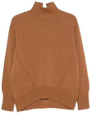 Whyci Roll-Neck Ribbed-Trim Jumper - Brown