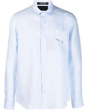 Philipp Plein Long-Sleeve Linen Shirt - Blue