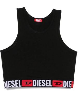 DIESEL Logo-Underband Cropped Top - Black