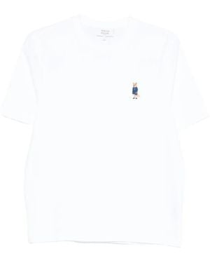 Maison Kitsuné Besticktes Dressed Fox T-Shirt - Weiß