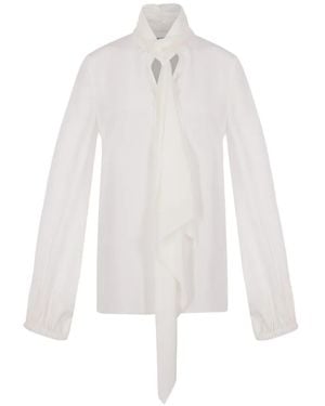 PHAEONIA Tie-Neck Long-Sleeve Blouse - White