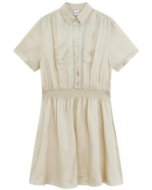 Aspesi Patch-Pocket Shirred Mini Dress - White