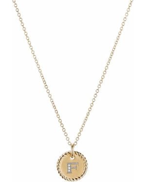 David Yurman 18Kt F Initial Charm Diamond Necklace - Metallic