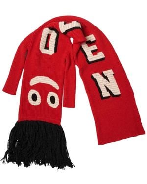 Doublet Air Dancer Logo-Intarsia Fringed Scarf - Red