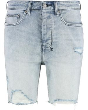 Ksubi Short En Jean Boutonné À Bords Francs - Bleu