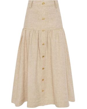 Aje. Morgan Button-Front Tiered Skirt - Natural