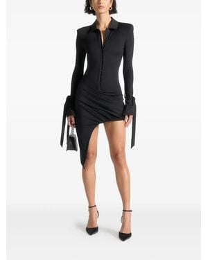 Manière De Voir Diane Draped Asymmetric Mini Dress - Black