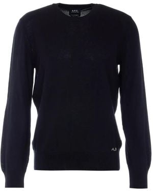 A.P.C. Embroidered-Logo Crew-Neck Jumper - Blue