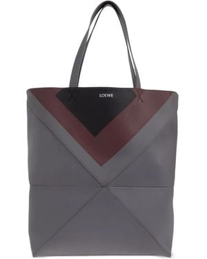 Loewe Large Puzzle Fold Paneled Tote Bag - Gray