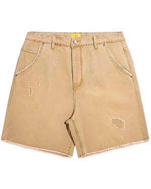 DIET STARTS MONDAY Monday Embroidered Distressed Denim Shorts - Natural