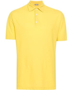 Zanone Fine-Knit Cotton Polo Shirt - Yellow