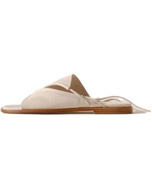 Hereu Clavaal Leather Flat Sandals - White