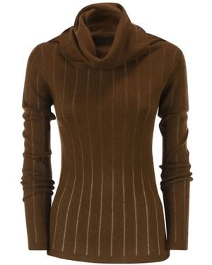 Max Mara Ribbed-Knit Silk-Blend Jumper - Brown
