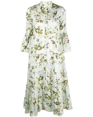 Erdem Panthea Floral-Print Poplin Dress - White