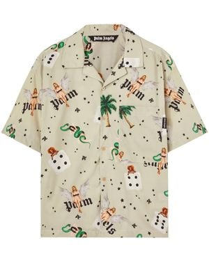 Palm Angels Shirt With Print - Natural
