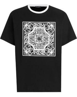 Dolce & Gabbana T-Shirt With Print And Embroidery - Black