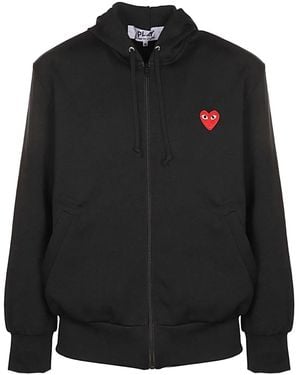 COMME DES GARÇONS PLAY Heart-Patch Zip-Up Hoodie - Black