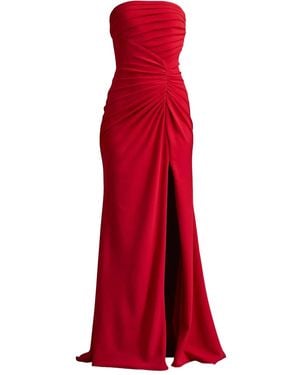 Tadashi Shoji Pleated Crepe Maxi Dress - Red