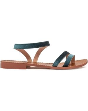 SOMMET Velvet Ankle-Strap Sandals - Blue