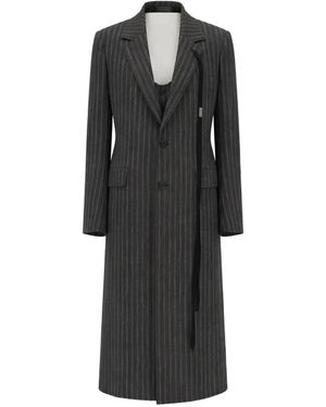 Ann Demeulemeester Pinstriped Twill Coat - Black