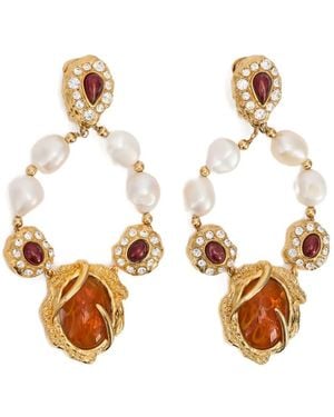 Roberto Cavalli Pendientes con detalle de perlas - Metálico