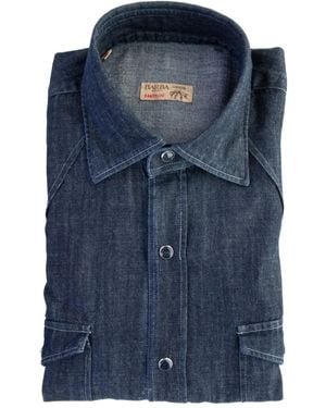 Barba Napoli Pocket-Detail Shirt - Blue