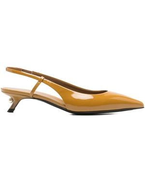 ALEVI 40Mm Slingback Pointed Lace-Up Shoes - Natural