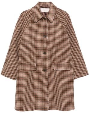 iBlues Houndstooth-Pattern Raglan-Sleeve Coat - Brown