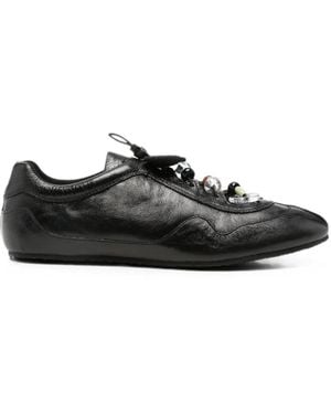 Cecilie Bahnsen Blaise Crinkle-Leather Trainers - Black
