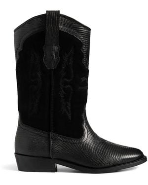Zadig & Voltaire Tex Leather Western Boots - Black