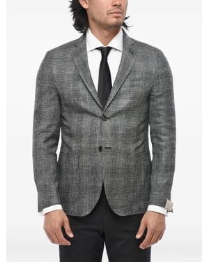 Corneliani Checked Single-Breasted Blazer - Gray