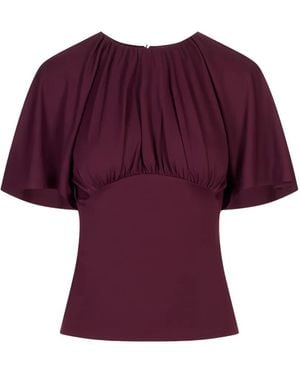 Rabanne Gathered Flutter-Sleeve Blouse - Purple
