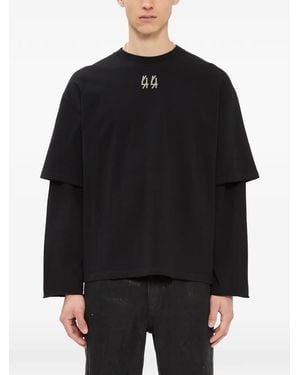 44 Label Group Logo-Print Layered-Sleeve T-Shirt - Black