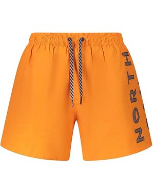 North Sails Logo-Print Drawstring Swim Shorts - Orange
