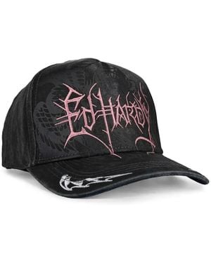Ed Hardy Cyber Logo Satin Trucker Hat - Black