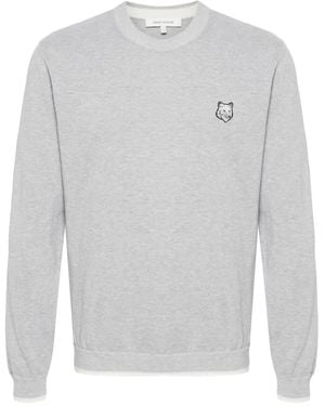 Maison Kitsuné Fox-Motif Knitted Jumper - Grey