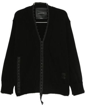 FEDERICO CINA Distressed Cotton Cardigan - Black