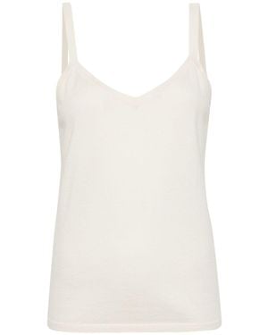 N.Peal Cashmere V-Neck Sleeveless Top - White